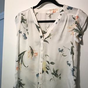 Silk floral sleeveless blouse